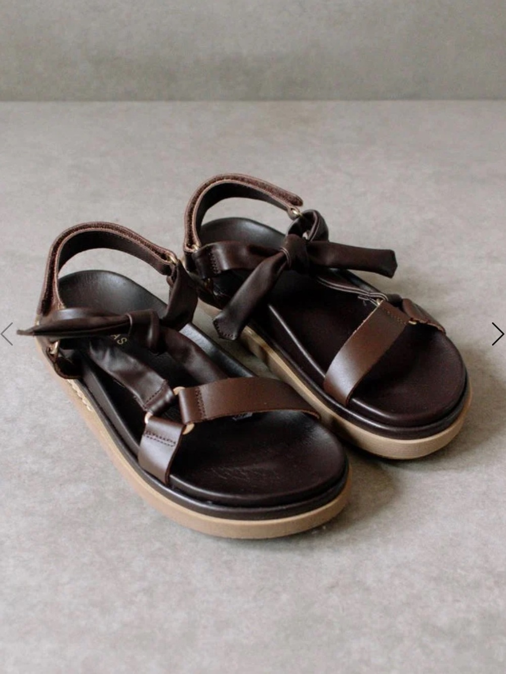 Alohas Brown Leather Tied Together Coffee Brown Sandals